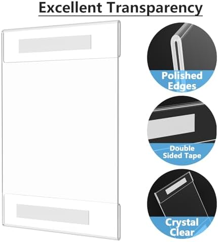 MaxGear Acrylic Sign Holder 11 x 17 Wall Mount with Tape, 6 Pack, Vertical