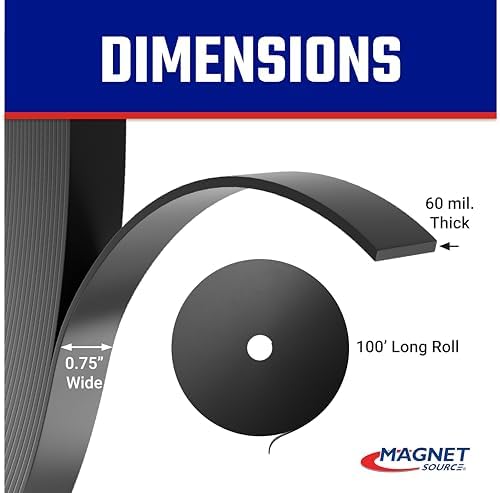 Master Magnetics-ZGN30PBX Flexible Magnet Strip, Plain, No Laminate 1/16" Thick, 3/4" Height, 100 Feet, 1 Roll