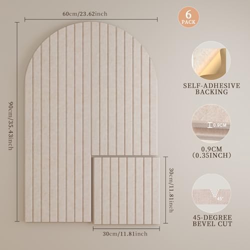 JBER Arched Cork Board Alternative 36" x 24", 6 Pack, Light Camel