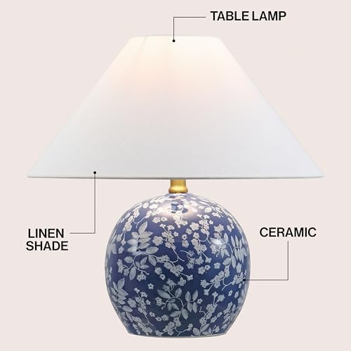 JONATHAN Y Felice Floral Ceramic Globe LED Table Lamp 17.25", Blue/White