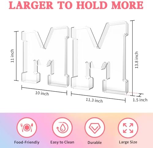 13.8" Acrylic Letter Charcuterie Tray,Fillable Alphabet Box (Letter M)
