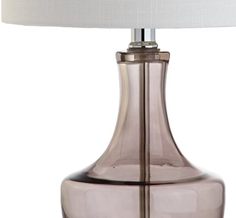 JONATHAN Y Colette 20" Glass Mini Bedside Table Lamp, Smoke Gray