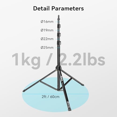 SMALLRIG RA-S200 Photography Light Stand, 6.6ft Aluminum Lighting Tripod