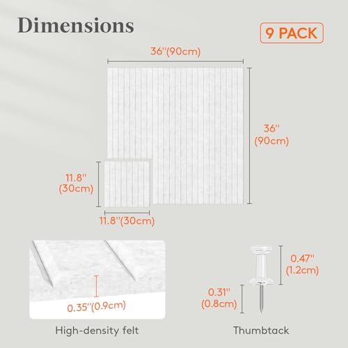 Lifewit Large Felt Bulletin Board with Self-Adhesive 36" x 36"- 9 Pack