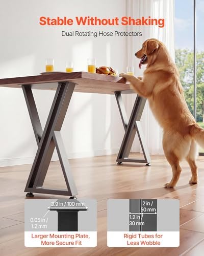 VEVOR Table Legs, 29.1" H x 24" W Steel Furniture Legs, 2204 lbs Max Load Heavy Duty, Easy Installation, Sturdy & Stable for Home Office Desk DIY, Coffee Dinner Bar Tables, Workbench,Set of 2, Black