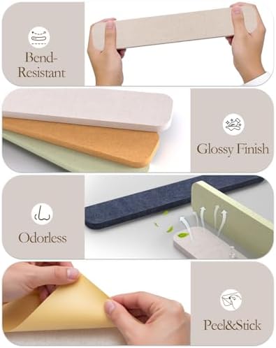 JBER Felt Strip Board 13" x 2", 5 Pack Cork Board Alternative, Light Camel