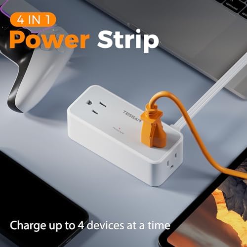 TESSAN Extension Cord 5 FT, Power Strip with 900J Surge Protection, Grey
