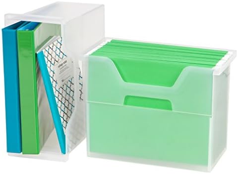 IRIS USA 6-Pack Medium Desktop File Box with Open Lid, Clear | Organize classroom papers, lesson plans and supplies with portable storage for teachers, schools and educators
