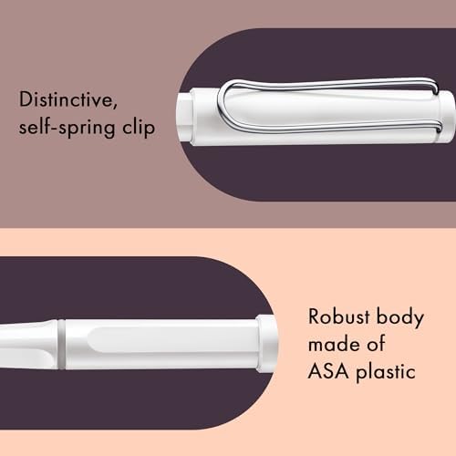 Lamy safari white - Rollerball Pen with ergonomic grip & line width M - for pleasant long writing - made of robust ASA plastic - including rollerball refill M 63 in black