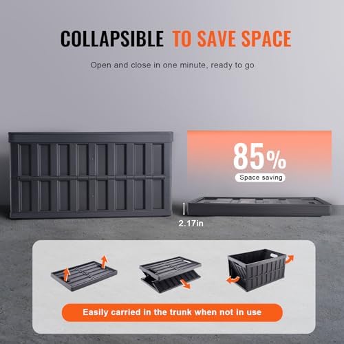 VEVOR 65L Collapsible Storage Bins with Lids 3 Packs, Stackable Crates