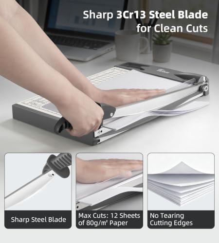 Firbon 12 Inch Metal Guillotine Paper Cutter, Heavy-Duty Paper Trimmers