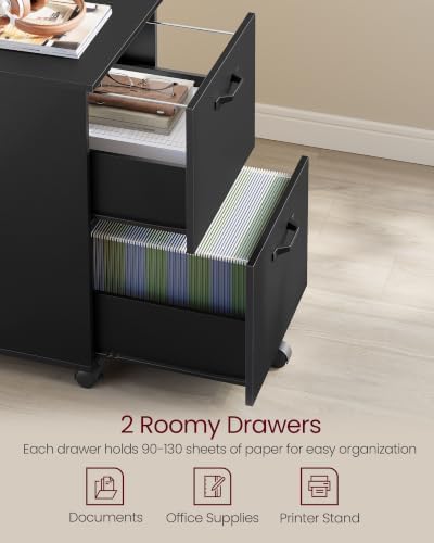 VASAGLE 2-Drawer File Cabinet, Small Rolling Filing Cabinet