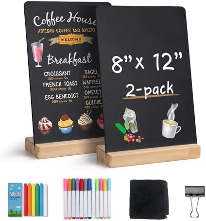SELEAD Small Chalkboard Words Sign with Wooden Stand - 2 Pack 8x12 Inch