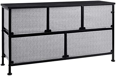 Amazon Basics Extra Wide Fabric 5-Drawer Storage Organizer Unit for Bedroom Closet, Black