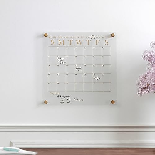 Martha Stewart Grayson 14" Acrylic Dry Erase Wall Calendar, Clear/Gold