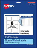 Avery® Rectangle Labels, Sure Feed® Technology, 2" x 3", 400 Glossy White Labels (36463)