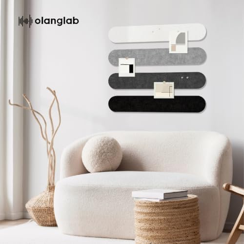 Olanglab Felt Bulletin Board Strips 4-Pack 24"x16" with 50 Pins, Lunar Grey