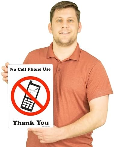 Brimar No Cell Phone Use Thank You Sign 10"x14" Peel and Stick Vinyl Label