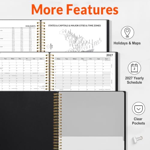 SUNEE 2027 Appointment Book, Quarter-Hourly, Weekly Monthly Planner, 6" x 8.3",Black