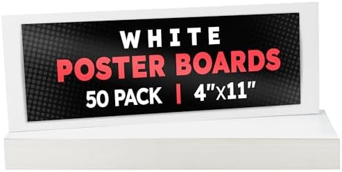 Hygloss White Poster Board 4 x 11-50 Count Bulk Pack, 10 Pt. Thickness