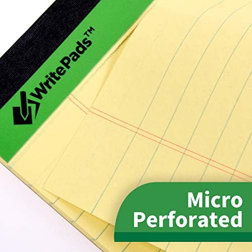 KAISA Premium Legal Pads Writing Pads Notepads With Rigid Chipboard Back Support, 8.5x11 inch Wide Ruled, Perforated 20lb Recycled Paper Pads 50sheets/Pad, Canary 12pad, KSU-6931