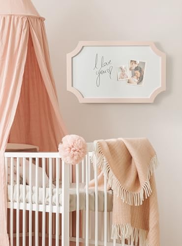 Kate and Laurel Holbrook Scalloped Magnetic Dry Erase Board with Marker and Four Magnets; 15 x 24; Pink; Decorative Wall Organization White Board for Use as Bedroom or Dorm Room Decor
