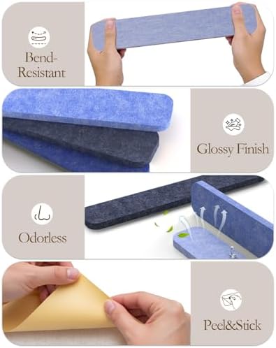 JBER Felt Strip Board 13" x 2", 8 Pack Cork Board Alternative, Denim Haze