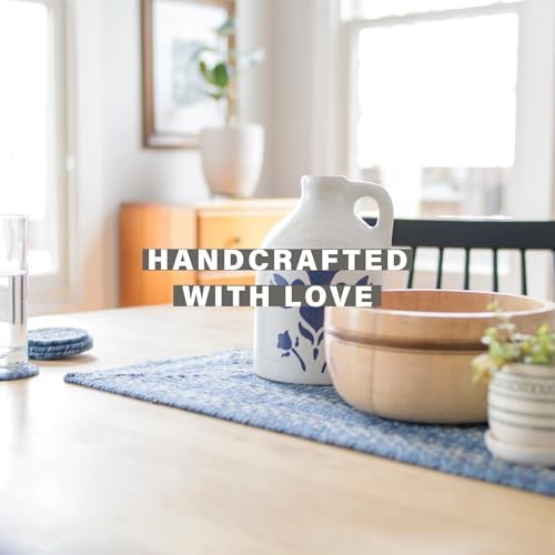 Homespice Denim Braided Placemats for Coastal Decor, Rect 13x19 Set of 4