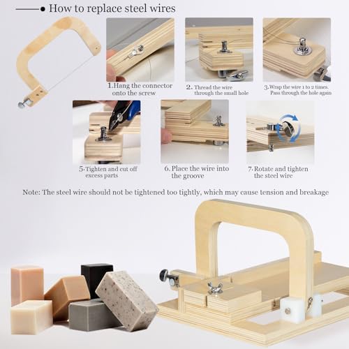 Professional Soap Cutter with Wire, Adjustable Wooden Cutting Tool Soap Slicer for DIY, Cheese, Butter, Cake, Bread Making