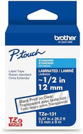 Brother Genuine P-Touch TZE-131 Tape, 1/2" (0.47") Standard Laminated P-Touch Tape, Black on Clear, Perfect for Indoor or Outdoor Use, Water Resistant, 26.2 Feet (8M), Single-Pack, TZe131