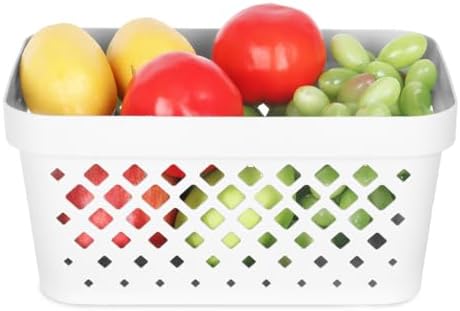 Glad Plastic Baskets for Organizing, Set of 6 | Pantry Storage for Under Counter, Linen Closet, and Bathroom | Nesting Shelf Bins with Handles, 1 Gallon, White