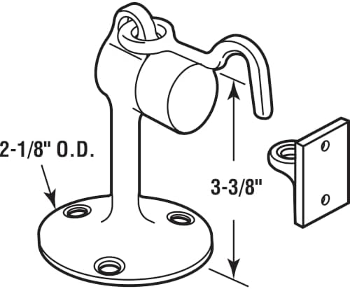 Prime-Line J 4601 3-3/8 In. Polished, Solid Brass, Door Stop with Holder (Single Pack)