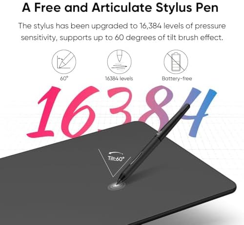 XPPen Deco 01 V3 10x6 Drawing Tablet, 16K Battery-Free Stylus, 8 Keys