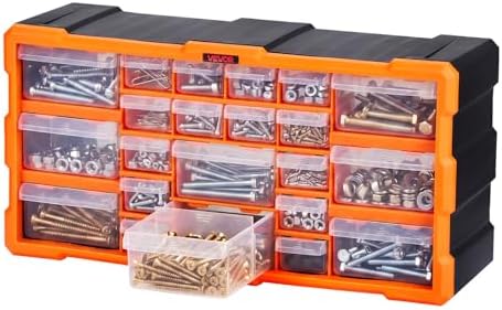 VEVOR 22-Drawer Storage Organizer, Plastic, Drawer Storage Cabinet for Garage Organization, Stackable Small Parts Organizer, Wall-Mounted Toolbox, for Hardware, Beads, Screws, Crafts, Building Bricks