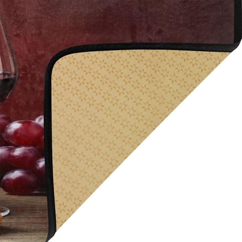 Red Wine Glass Grapes Kitchen Rug Romantic Floor Comfort Mats Bath Rugs Entryway Welcome Non Slip Area Rug for Bedroom Living Room Doormats Home Decor 39" X 20"