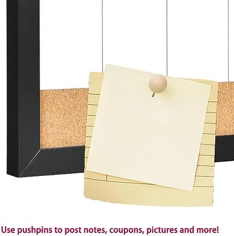 Magnetic Weekly Whiteboard and Cork Board, Black Wood Frame, 16" x 8"