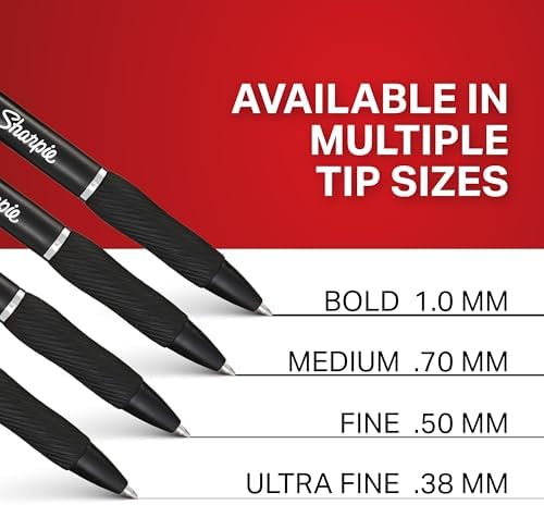 Sharpie S-Gel Pens, Fine Point (0.5mm), Black Ink, 12 count - Ideal for Writing, Journaling, Drawing, Coloring, Note-Taking, College Supplies