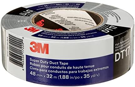 3M Super Duty Duct Tape DT17, Black, 48 mm x 32 m, 17 mil, 1 Roll