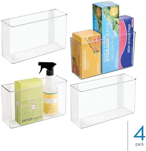 iDesign Adhesive Organizer Bin, Set of 4, Clear