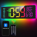 EASYERA 16.5" Large Digital Wall Clock with BT Sync, 11 RGB Lights