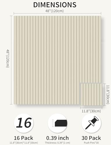 48" x 48" Cork Board Alternative, 16 Pack Felt Bulletin Board Tiles with 30 Adhesive Tabs Wall Push Pin Board for Office Classroom Bedroom Decor