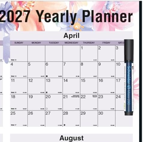 Blueline® 2027 Colorful Yearly Wall Calendar and Planner, Erasable/Laminated, 12 Months, January to December, Reversible - Horizontal/Vertical, 24" x 36", Passion (C171920)