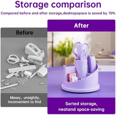 deli Office Supplies Set, Desk Accessory Organizer Kit, Purple