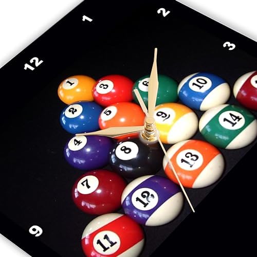 3drose DPP_3317_1 Billiards Balls Pool Wall Clock, 10 by 10-Inch