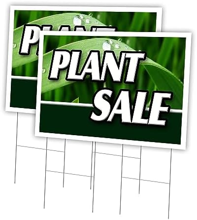Plant Sale 2 Pack Of 24" x 36" Yard Sign & Stake | Advertise Your Business | Stake Included Image On Front Only | Made in The USA