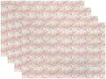 Batmerry Watercolor Cherry Blossom Linen Placemats Set of 4, Light Apricot Flowers Washable Table Mats for Kitchen Table Thickened Heat Insulation Dining Set Indoor Outdoor 12X18 in