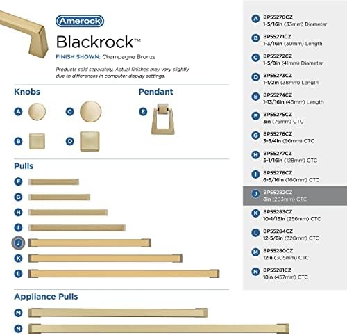 Amerock 8" Blackrock Champagne Bronze Drawer Pull