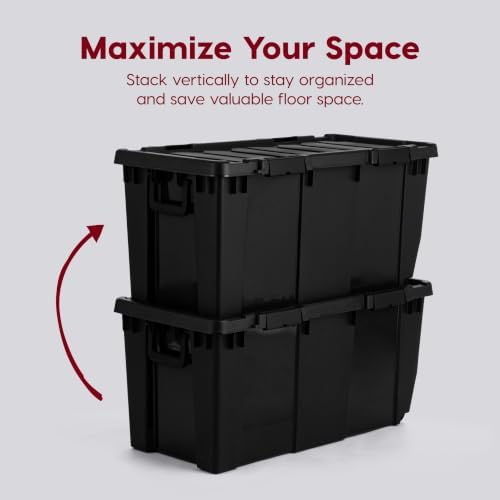 IRIS USA 2-Pack 32 Gal Heavy Duty Rolling Storage Totes with lids, Black