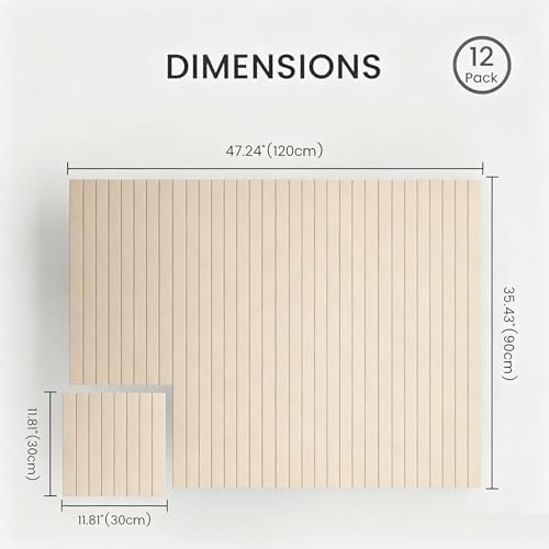 Large Felt Bulletin Board 48"x 36"-12 Felt Tiles Cork Board Wall Panels Home Office Wall Fabric Pin Board for Classroom/Kids Art Display/Photo Picture Wall/Acoustic,Self-Adhesive,Light Camel
