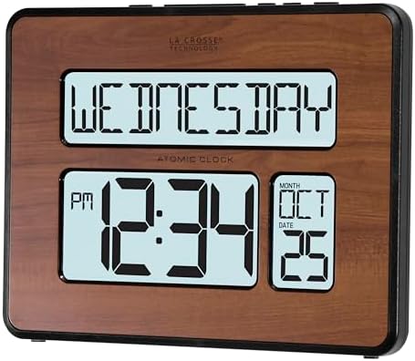 La Crosse Technology 513-1419BL-WA-INT Atomic Large Full Digital Calendar Clock